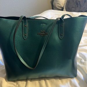 Green coach tote bag with matching wallet